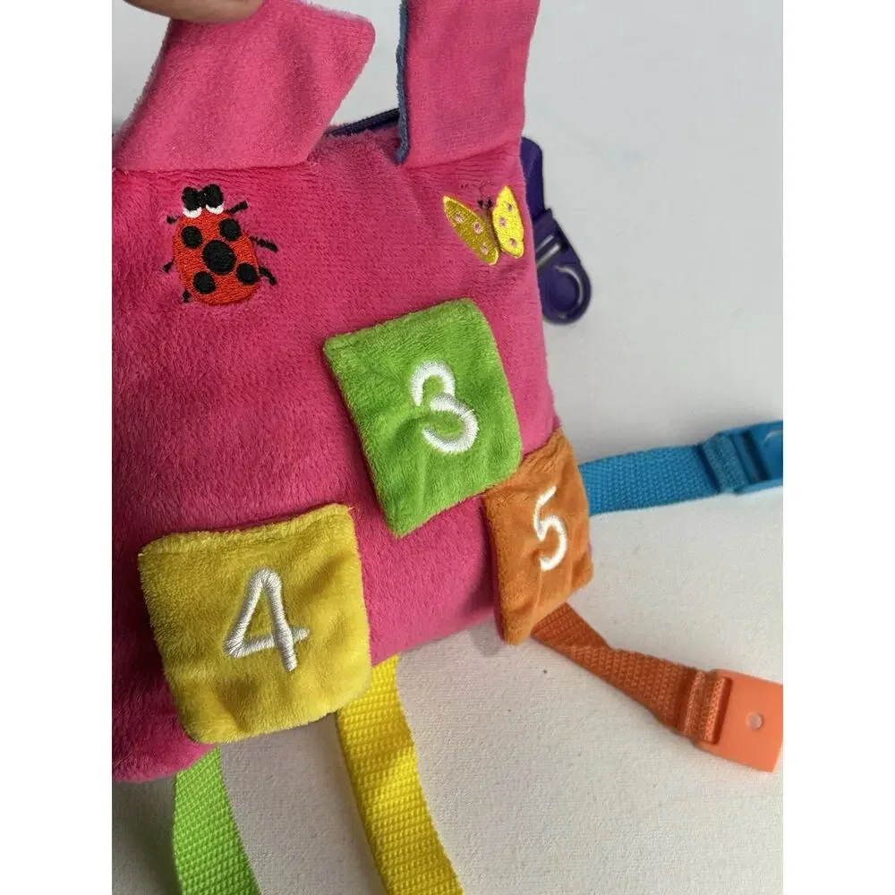 Buckle Toys Bella Sensory Activity Plush Buckle Pillow Learning Travel Toy